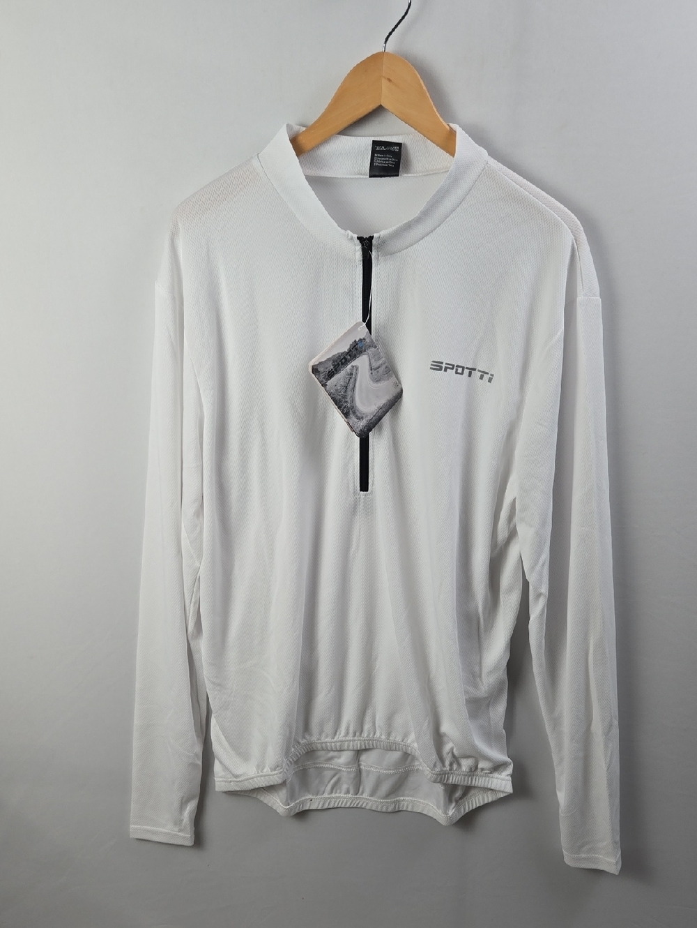 Spotti White Men's Long Sleeve Cycling Jersey Quarter Zip Sz XXL Athletics